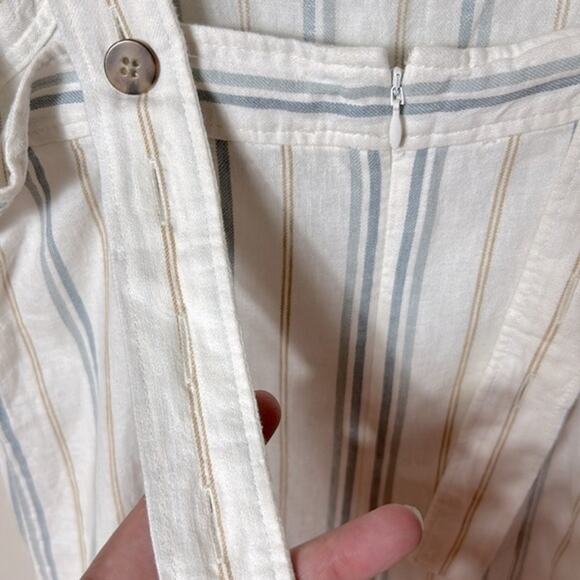 NWT Madewell Linen Cotton Princess-Seamed Midi Dress in Desert Dune Stripe - Picture 11 of 15